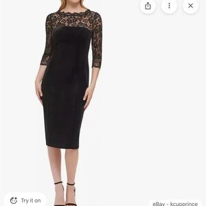 Eliza J Black Lace Midi Dress